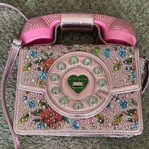 Betsey Johnson Pink Floral Crossbody Bag